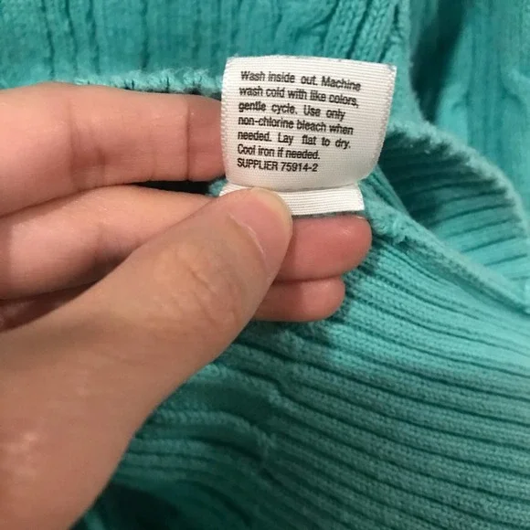 St. John's Bay Knitting Sweater V-Neck Teal Blue PS - Picture 8 of 9